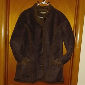 L.L. Bean Faux Suede Shearling L Jacket